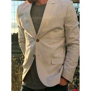 Mens White/Grey Pinstripe Blazer